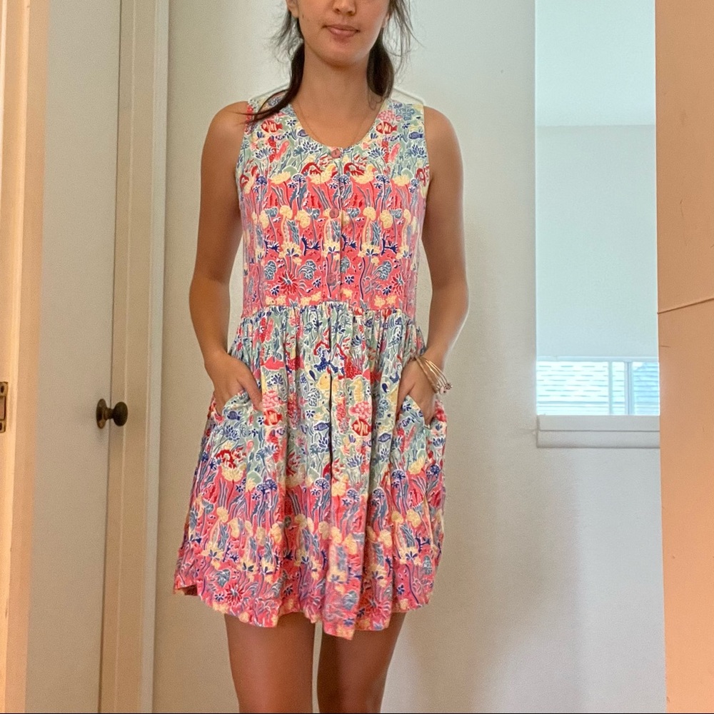 Vintage 90s coral sea dress